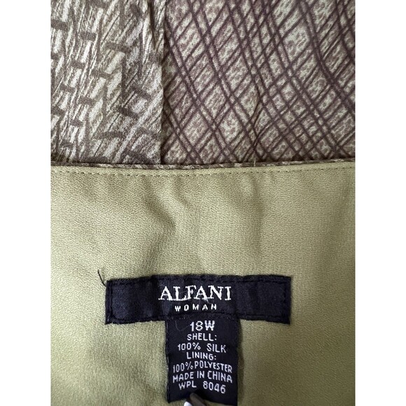 Alfani Skirt Womens 18W Green Brown Silk Boho Fairy Y2k Mixed Print Plus Size - Picture 2 of 8